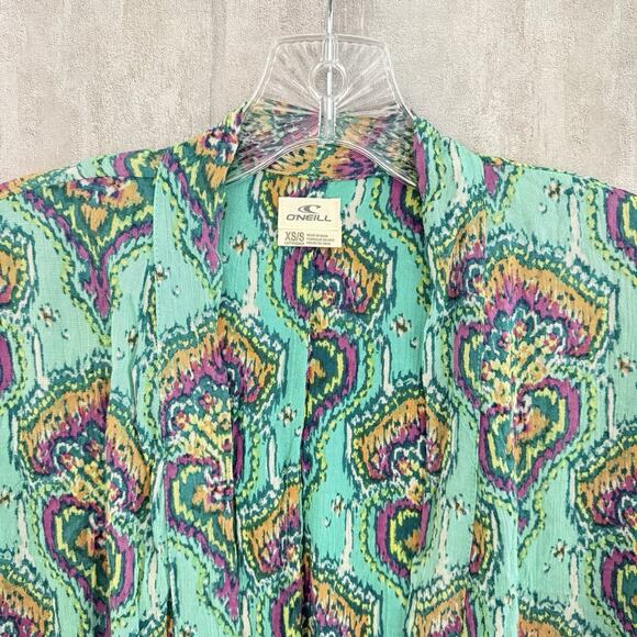 O’Neill Kimono Cardigan Women’s XS/S Open Front 3/4 Sleeve Beach Cover-Up Shirt - Picture 7 of 16
